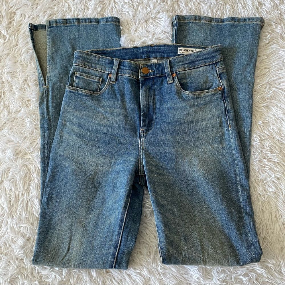 Blank NYC The Hoyt High Rise Mini Flare Jeans with Long Inseam Size 28